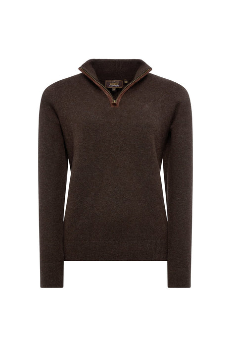 (Holland Cooper) Country Quarter Zip Knit - Chocolate (Women's)