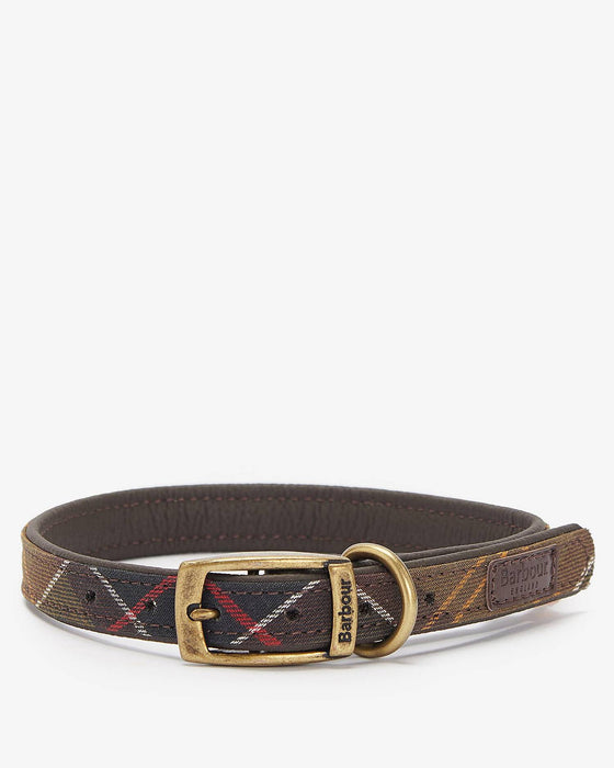 (Barbour) Tartan Leather Dog Collar