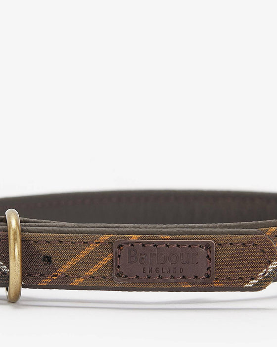 (Barbour) Tartan Leather Dog Collar
