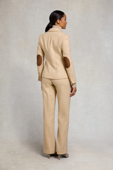 (Holland Cooper) Knightsbridge Blazer - Oatmeal Pinstripe (Women's)