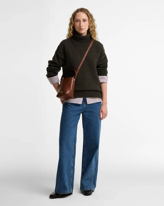 (Barbour) Cedar Mini Leather Bucket Bag - Brown (Women's)