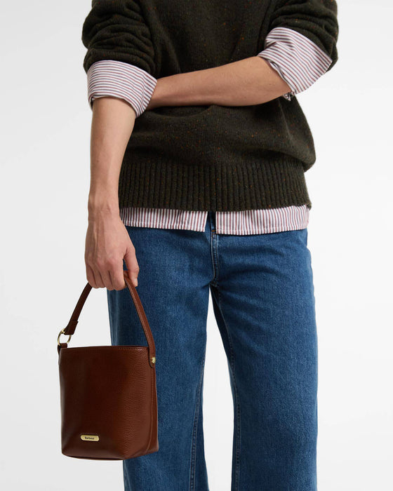 (Barbour) Cedar Mini Leather Bucket Bag - Brown (Women's)