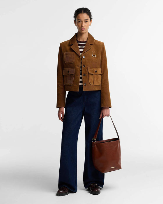 (Barbour) Cedar Large Leather Bucket Bag - Brown (Women's)
