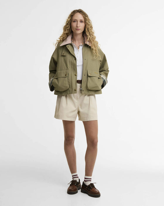 (Barbour) Cropped Beadnell Casual Jacket - Olive/Ancient/Gardenia (Women's)