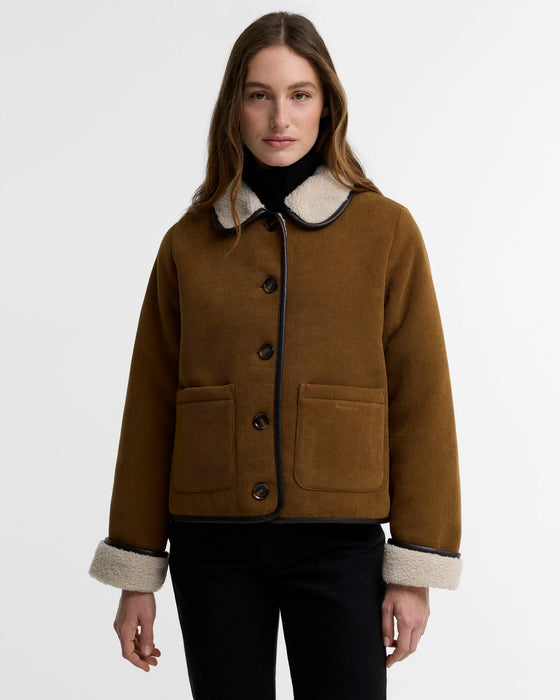 (Barbour) Penny Fleece Cord Jacket - Tan/Ecru (Women's)