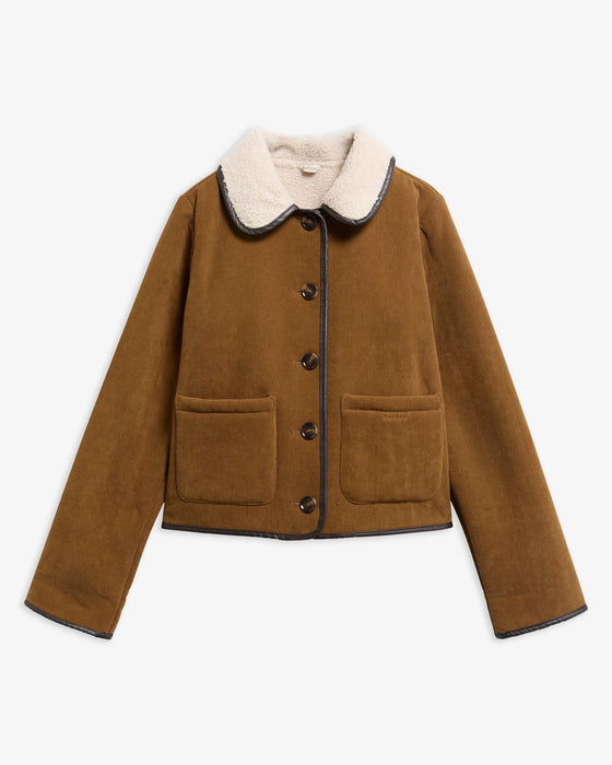 (Barbour) Penny Fleece Cord Jacket - Tan/Ecru (Women's)