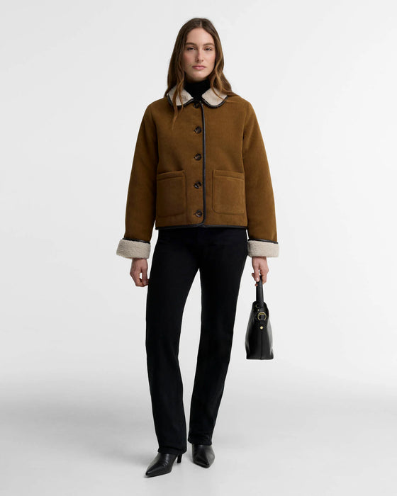 (Barbour) Penny Fleece Cord Jacket - Tan/Ecru (Women's)