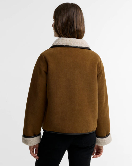 (Barbour) Penny Fleece Cord Jacket - Tan/Ecru (Women's)