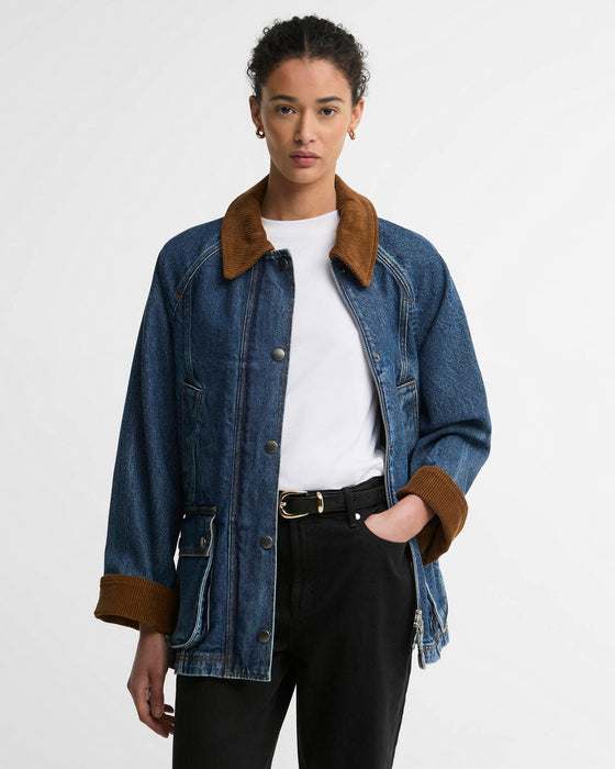 (Barbour) Modern Beadnell Denim Jacket - Mid Blue Denim/Classic (Women's)
