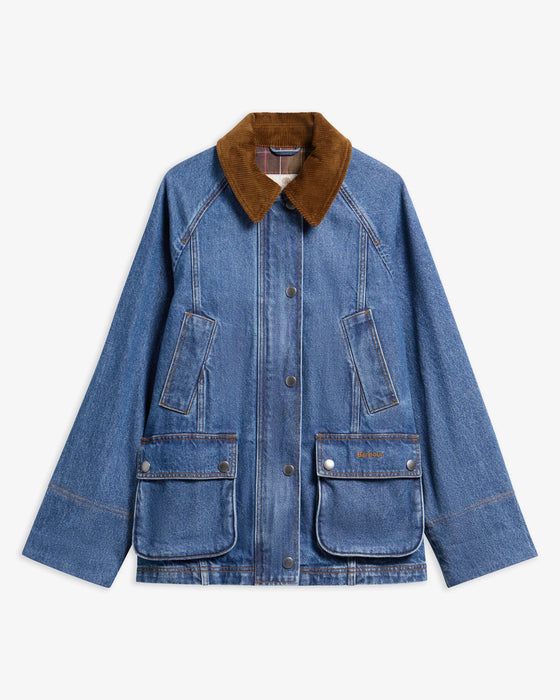 (Barbour) Modern Beadnell Denim Jacket - Mid Blue Denim/Classic (Women's)