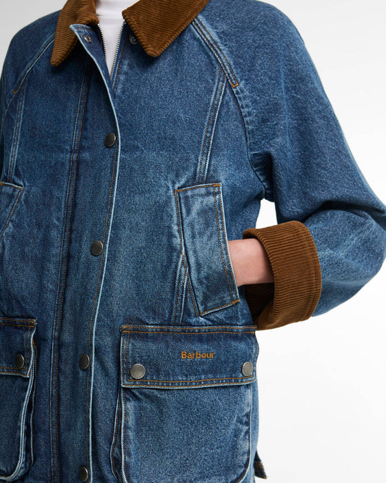 (Barbour) Modern Beadnell Denim Jacket - Mid Blue Denim/Classic (Women's)