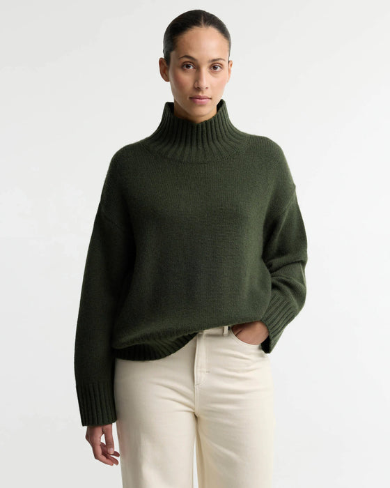 (Barbour) Woodhouse Cashmere-Blend Funnel Neck Jumper - Olive (Women's)