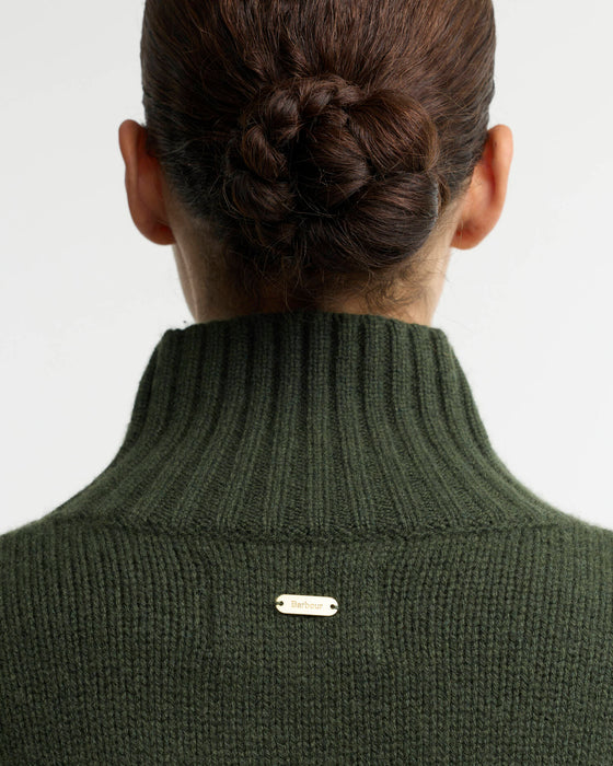 (Barbour) Woodhouse Cashmere-Blend Funnel Neck Jumper - Olive (Women's)