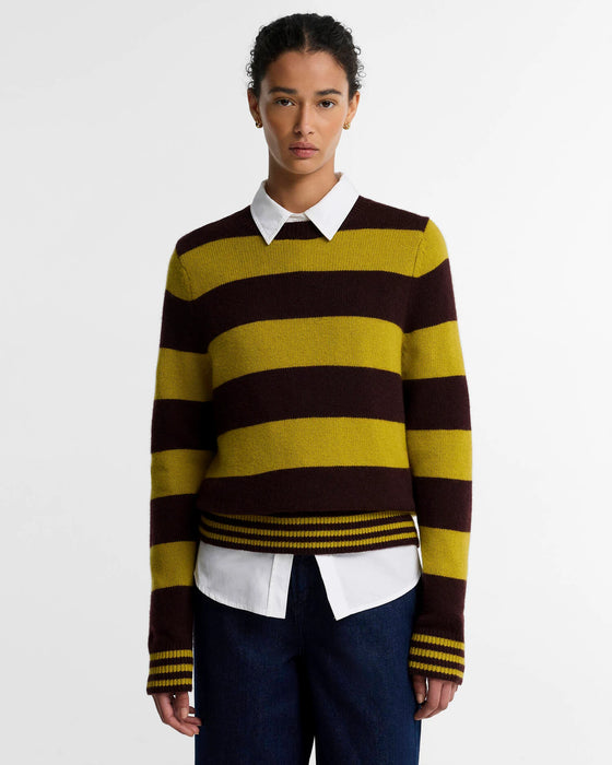 (Barbour) Woodhouse Striped Cashmere-Blend Crew Neck Jumper - Fig  (Women's)