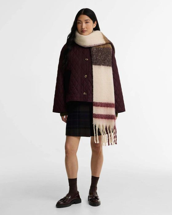 (Barbour) Isla Tartan Boucle Scarf - Ecru Muted Tartan (Women's)