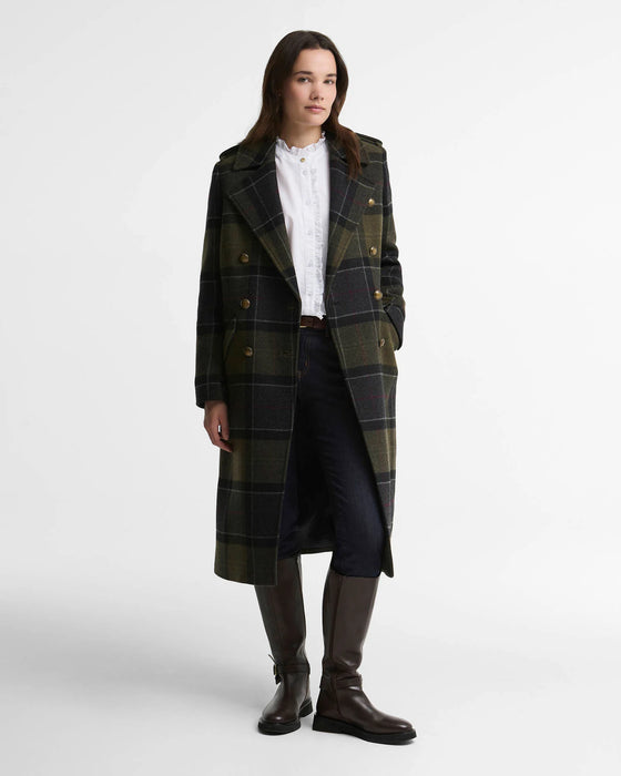 (Barbour) Cottesmore Checked Wool Coat - Shadow Classic Tartan (Women's)
