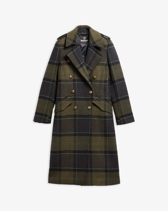 (Barbour) Cottesmore Checked Wool Coat - Shadow Classic Tartan (Women's)