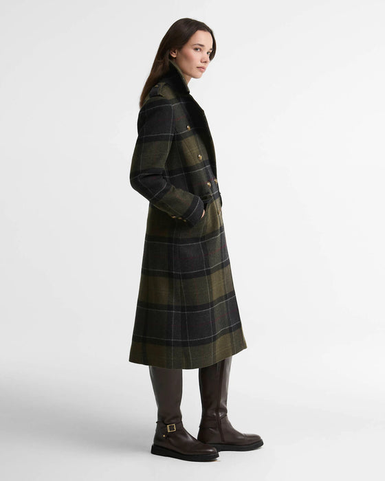 (Barbour) Cottesmore Checked Wool Coat - Shadow Classic Tartan (Women's)