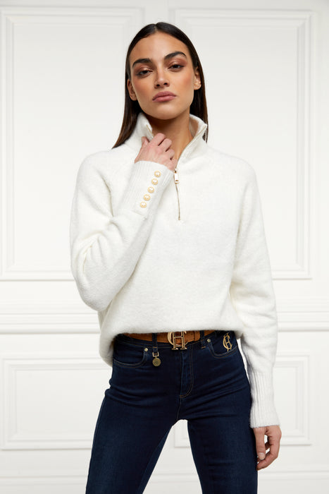 (Holland Cooper) Tori Quarter Zip Knit Jumper - Natural (Women's)
