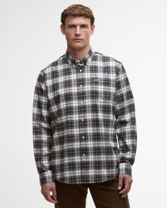 (Barbour) Telfield Regular Long-Sleeved Shirt - Olive (Mens)