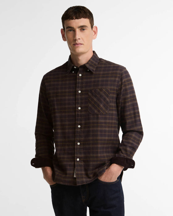 (Barbour) Mineral Tartan Authentic-Fit Long-Sleeved Shirt - Dried Bracken (Mens)