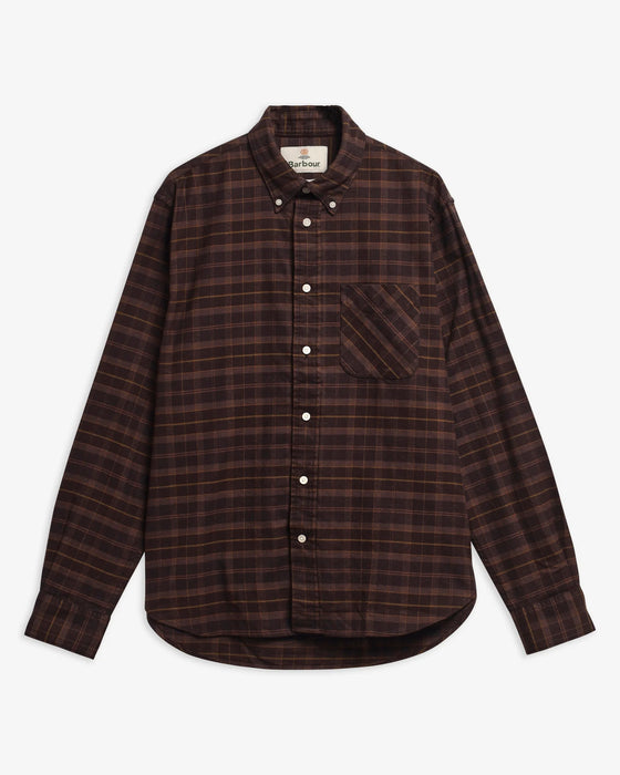 (Barbour) Mineral Tartan Authentic-Fit Long-Sleeved Shirt - Dried Bracken (Mens)
