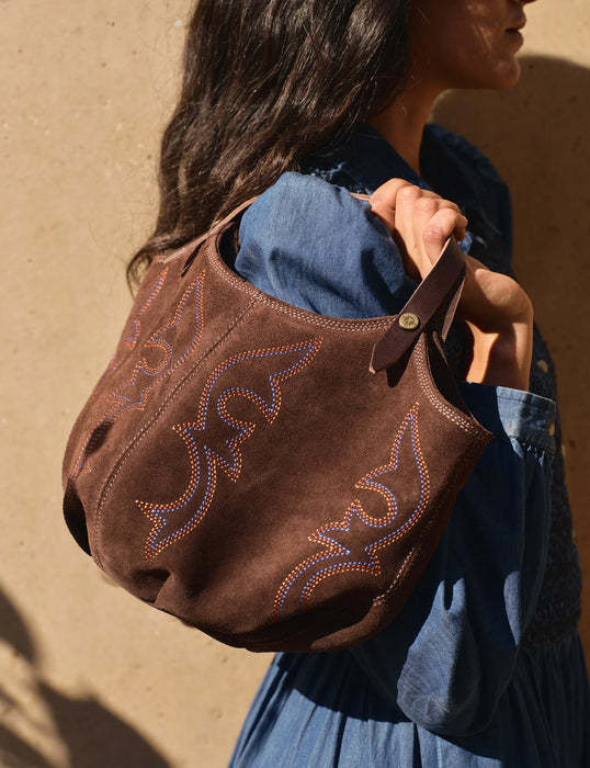 (Penelope Chilvers) Mini Pillow Embroidered Bag - Bitter Chocolate (Women's)