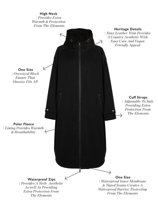 (Holland Cooper) One Size Waterproof Coat -  Chocolate (Women's)