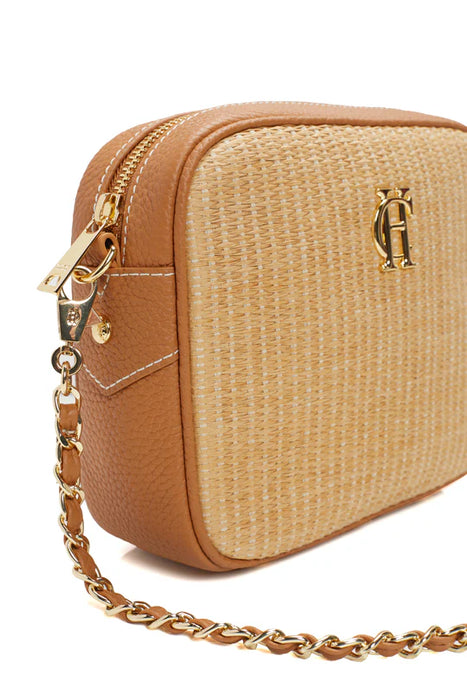 (Holland Cooper) Soho Quilted Camera Bag - Tan Raffia (Women's)