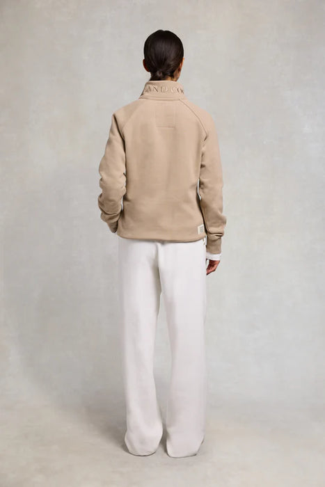 (Holland Cooper) Sporting Goods Zip Henley Jumper - Taupe (Women's)