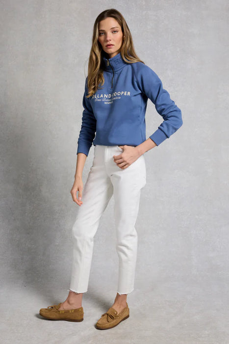 (Holland Cooper) Sporting Goods Zip Henley Jumper - Vintage Blue (Women's)