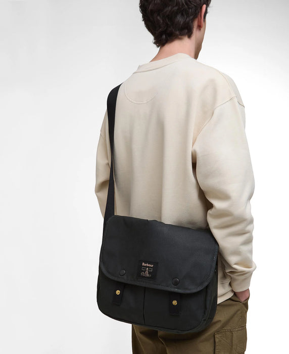 (Barbour) Field Waxed Riever Crossbody Bag - Sage (Men's)