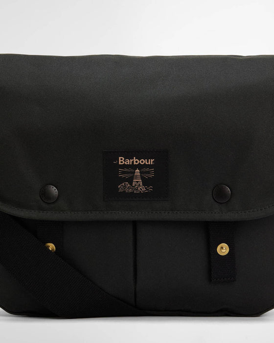 (Barbour) Field Waxed Riever Crossbody Bag - Sage (Men's)