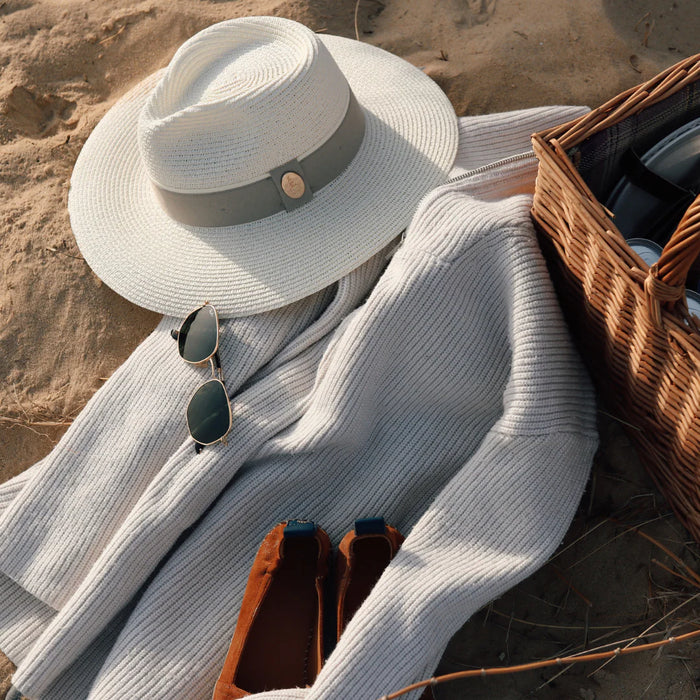 (Hicks & Brown) Hemley Fedora - Cream with Pebble Ribbon (Women's)