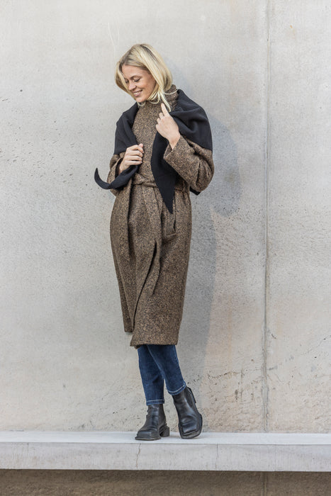 (Red Green) Sora Coat - Dark Brown Melange (Women's)