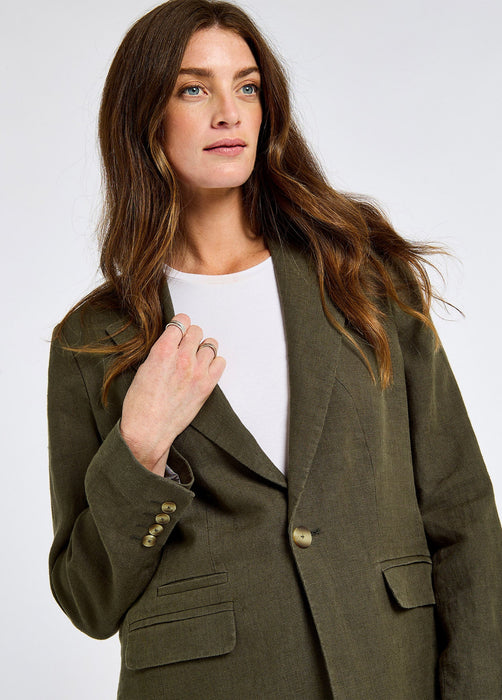 (Dubarry) Avonlea Tailored Linen Jacket - Khaki (Women's)
