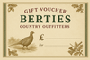 Berties Country Outfitters Gift Voucher