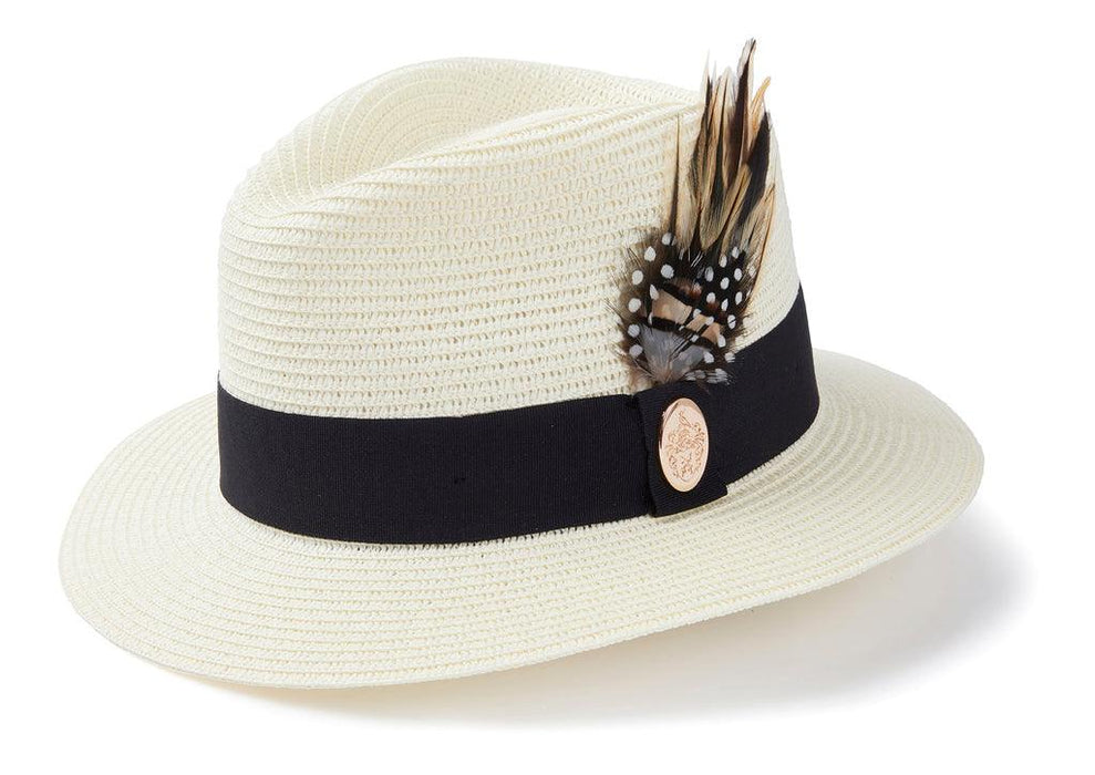 (Hicks & Brown) Aldeburgh Fedora - Cream/Black (Women's)