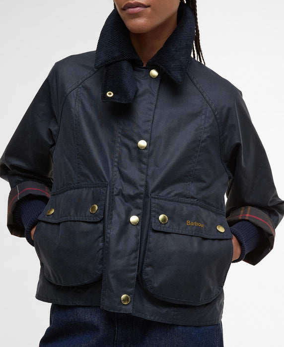 (Barbour) Cropped Beadnell Wax Jacket - Navy Classic (Women's)