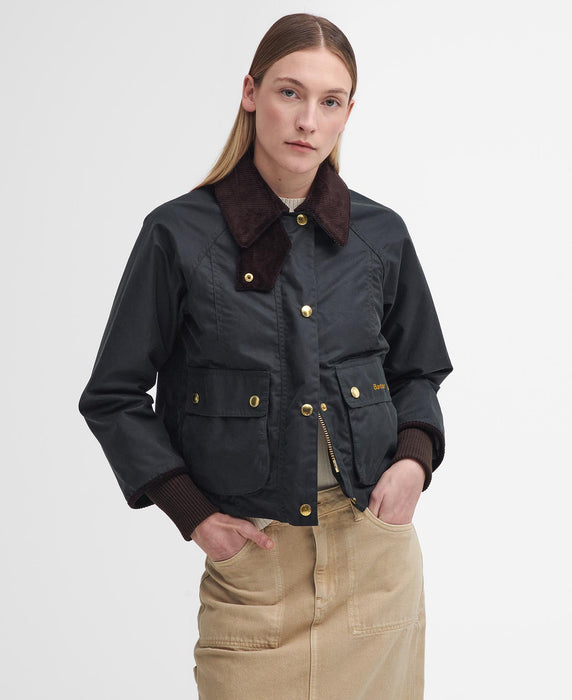 (Barbour) Cropped Beadnell Wax Jacket -  Sage Ancient (Women's)