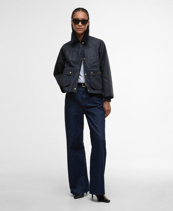 (Barbour) Cropped Beadnell Wax Jacket - Navy Classic (Women's)