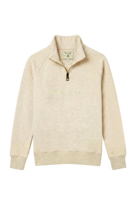 (Holland Cooper) Sporting Goods Zip Henley Jumper - Oatmeal Marl (Women's)