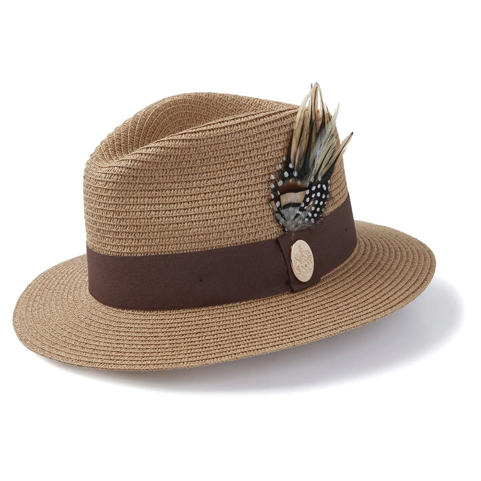 (Hicks & Brown) Aldeburgh Fedora - Natural/Brown (Women's)