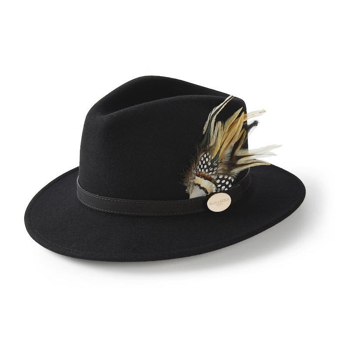 (Hicks & Brown) Suffolk Fedora Guinea & Pheasant - Black (Women's)