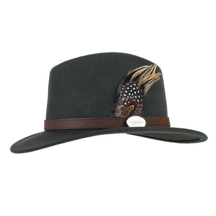 (Hicks & Brown) Suffolk Fedora Guinea & Pheasant - Olive (Women's)