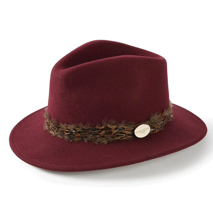 (Hicks & Brown) Suffolk Fedora Pheasant Wrap - Maroon (Women's)