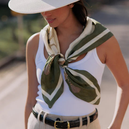 (Hicks & Brown) Melford Silk Scarf - Olive Green (Women's)