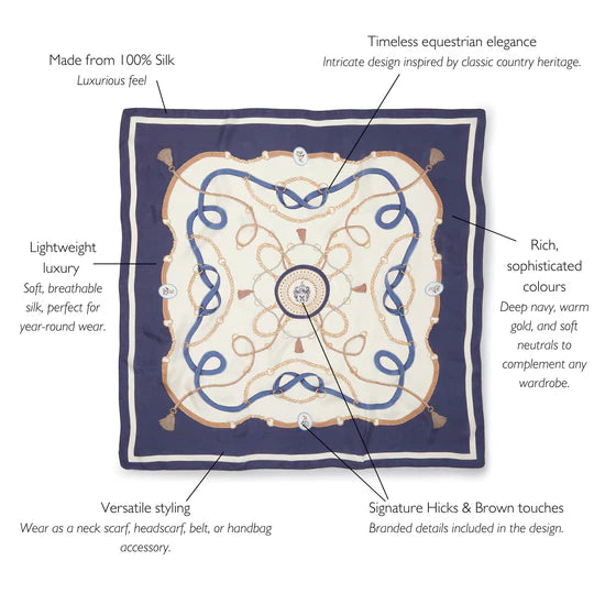 (Hicks & Brown) Melford Silk Scarf - Navy (Women's)