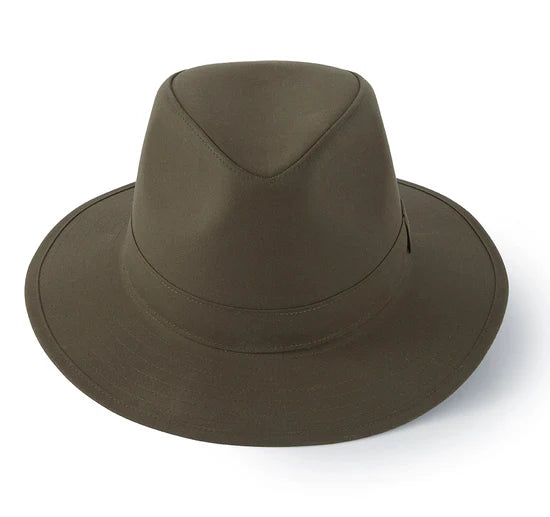 (Hicks & Brown) Darsham Wax Fedora Hat - Olive (Women's)