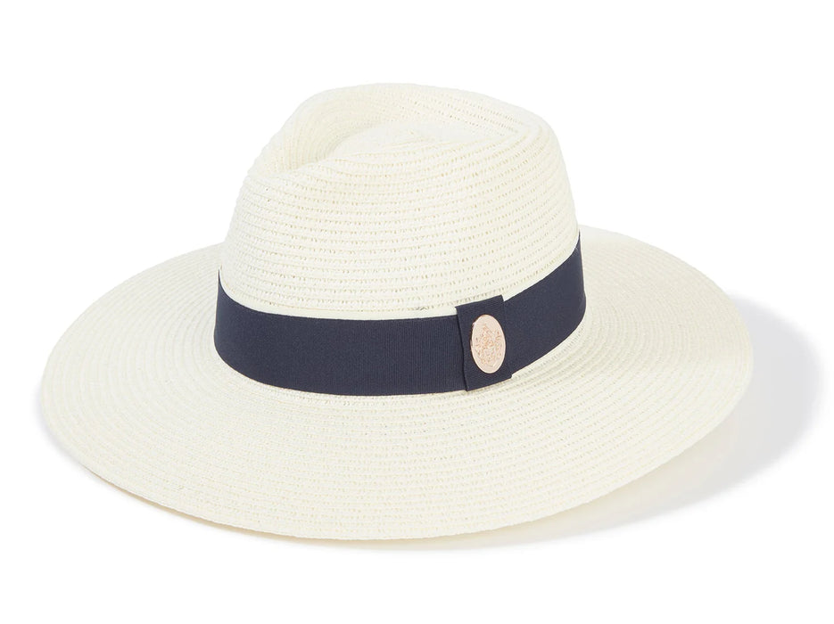 (Hicks & Brown) Hemley Fedora - Cream with Navy Ribbon (Women's)